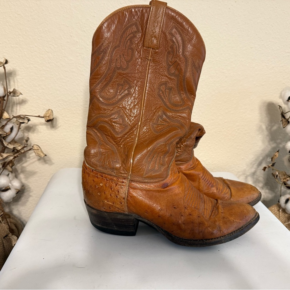 J. CHISHOLM Boots Cowboy Western Leather Size 10 D Handcrafted Men’s Tan Brown